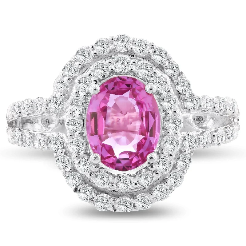 Aquamarine Gemstone Rings in 9K Gold with a Bezel Setting for a Modern and Secure FitAuriya 1 3/8ct Oval-cut Pink Sapphire Halo Diamond Engagement Ring 1cttw Platinum