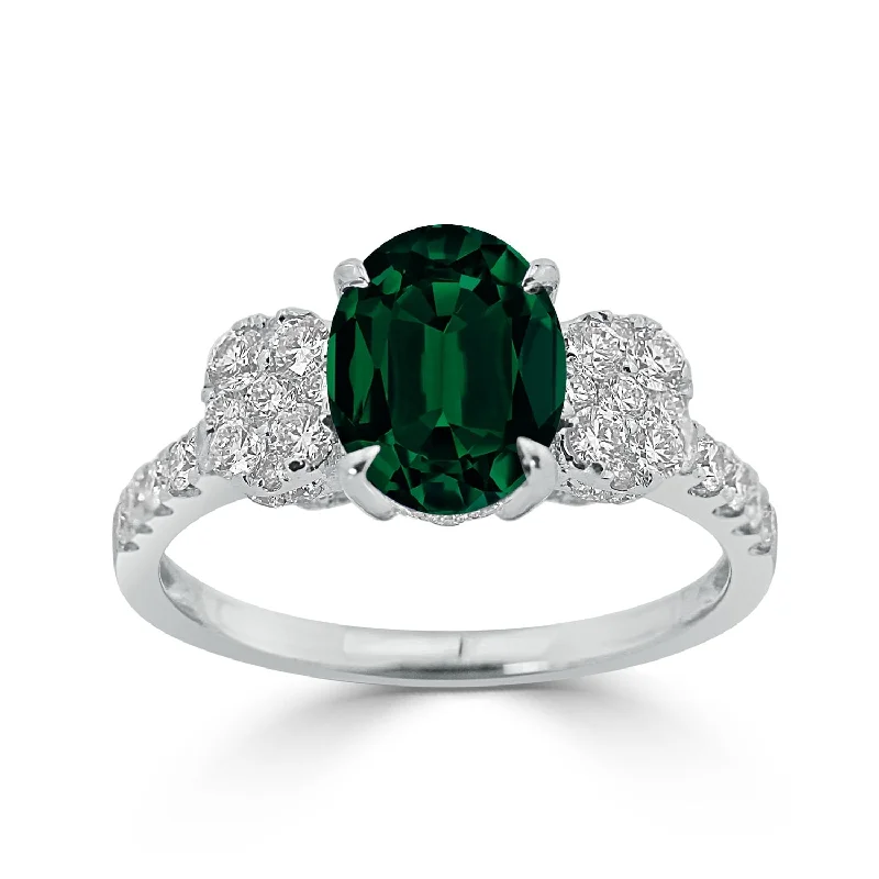 Emerald Gemstone Rings Set in Platinum with Filigree Work for a Vintage - Inspired LookAuriya 1 5/8ct Oval-cut Emerald and Diamond Ring 3/4ctw 18K Gold