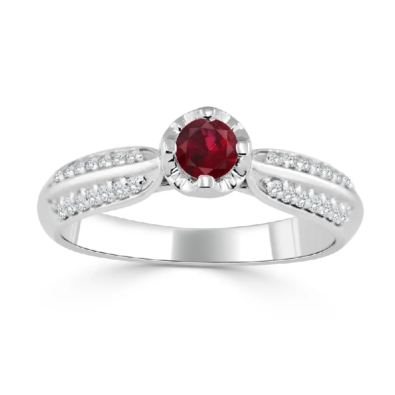 Agate Gemstone Rings in Sterling Silver with a Mosaic - Inspired Inlay for a Bohemian StyleAuriya 1/5ct Ruby and 1/7ct TDW Diamond Engagement Ring 14K Gold