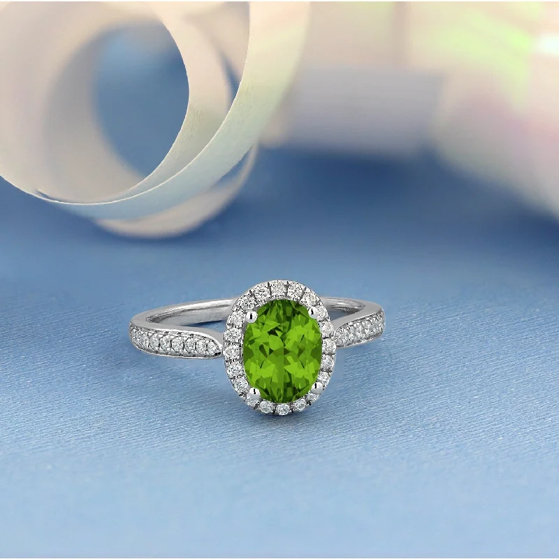 Sapphire Gemstone Rings in 18K White Gold with Diamond Accents for an Elegant EngagementAuriya 1 9/10ct Fancy Oval Peridot Halo Diamond Engagement Ring 1/4ctw 14k Gold