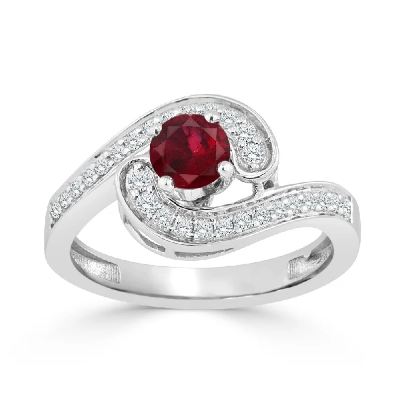 Amethyst Gemstone Rings in Sterling Silver with a Halo of Cubic Zirconia for a Budget - Friendly LuxuryAuriya 14K Gold 1/2ct Ruby and 1/4ct TDW Diamond Engagement Ring (H-I, SI1-SI2) - Red