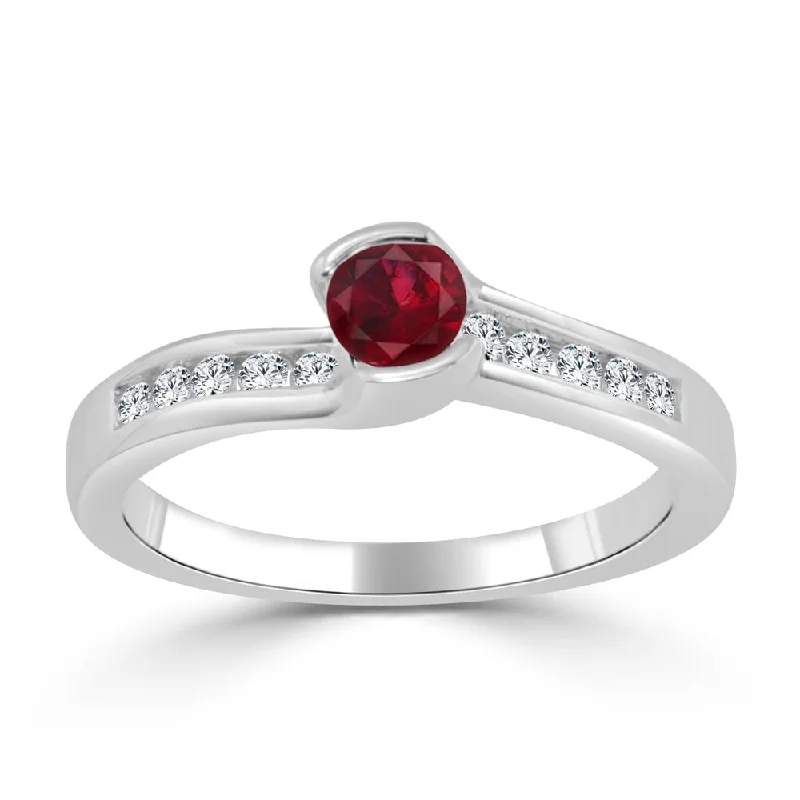 Garnet Gemstone Rings in 18K Gold Vermeil with Intricate Engravings for a Traditional AestheticAuriya 14k Gold 1/3ct Ruby and 1/6ct TDW Round Tension Diamond Engagement Ring