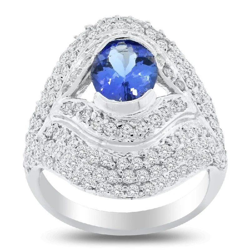 Sapphire Gemstone Rings in 18K White Gold with Diamond Accents for an Elegant EngagementAuriya 14k Gold 1 7/8ct Tanzanite and 1 7/8ct TDW Diamond Engagement Ring