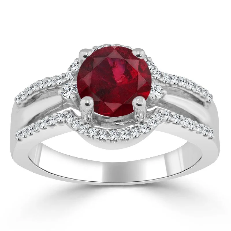 Garnet Gemstone Rings in 18K Gold Vermeil with Intricate Engravings for a Traditional AestheticAuriya 14k Gold 1ct Ruby and 1/5ct TDW Round Halo Diamond Engagement Ring