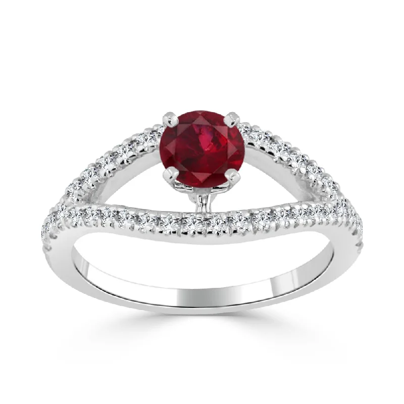 Topaz Gemstone Rings in 10K Gold with a Channel - Set Design for a Contemporary and Durable OptionAuriya 14k Gold 2/5ct Ruby and 1/3ct TDW Diamond Modern Engagement Ring