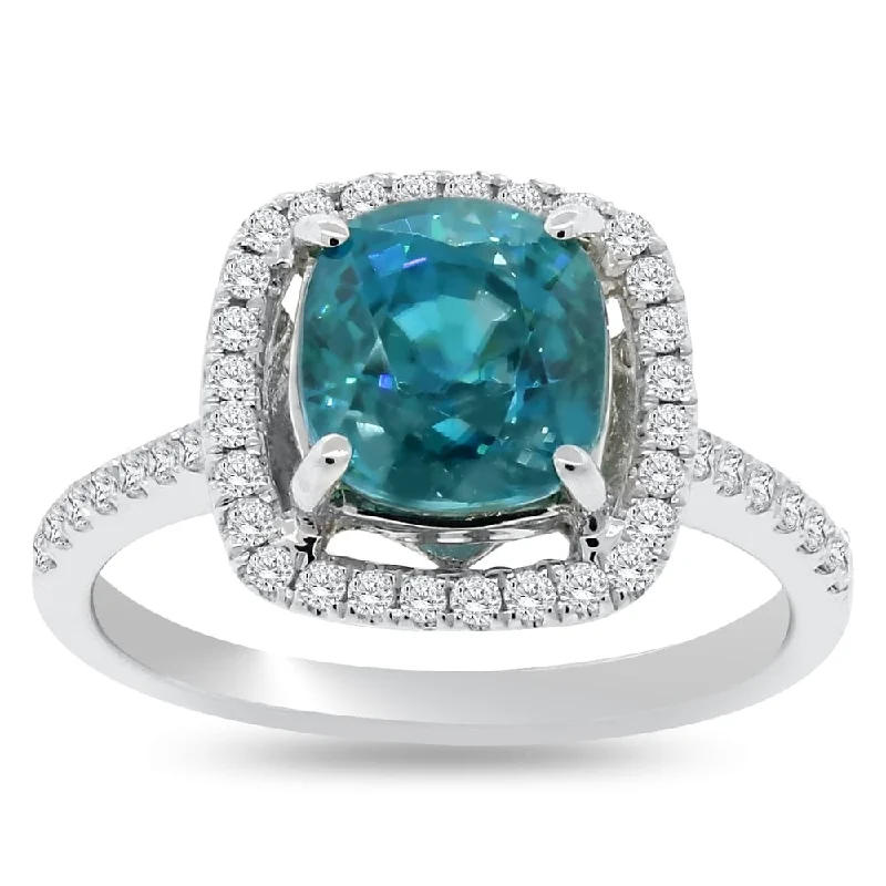 Alexandrite Gemstone Rings in Platinum with a Hidden Halo for a Rare and Luxurious PieceAuriya 14k Gold 4 3/2ct Blue Zircon and 1/3ctw Diamond Engagement Ring (F-G, I1-I2)