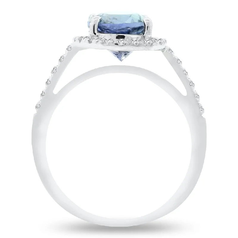 Alexandrite Gemstone Rings in Platinum with a Hidden Halo for a Rare and Luxurious PieceAuriya 14k Gold 4ct Tanzanite and 1/3ct TDW Round Diamonds Halo Engagement Ring