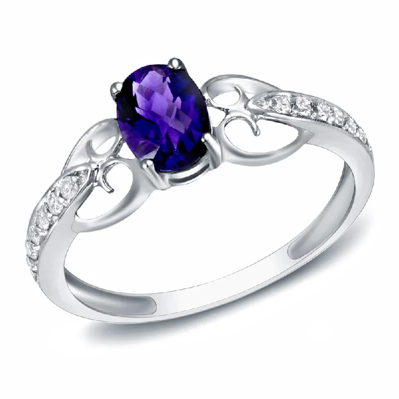 Lapis Lazuli Gemstone Rings in Sterling Silver with a Star - Shaped Setting for a Celestial - Inspired PieceAuriya 14k White Gold 3/20ct TDW Amethyst and Diamond Fashion Ring (H-I, SI1-SI2)