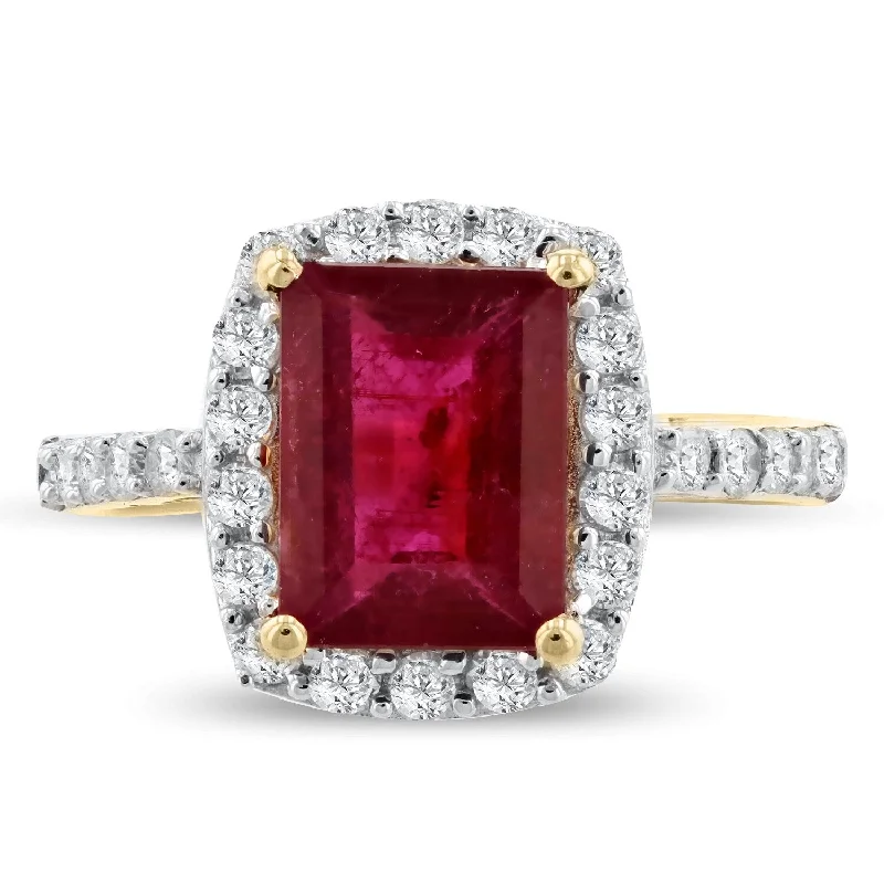 Citrine Gemstone Rings in Stainless Steel with a Stackable Design for a Trendy Everyday WearAuriya 14k Yellow Gold 2ct Emerald-Cut Rubellite Tourmaline and 1/2ct TDW Diamond Halo Engagement Ring