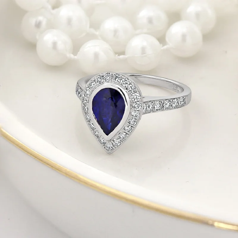 Lapis Lazuli Gemstone Rings in Sterling Silver with a Star - Shaped Setting for a Celestial - Inspired PieceAuriya 18k Gold 1 1/5ct Pear-cut Sapphire Halo Diamond Engagement Ring 5/8ct TDW