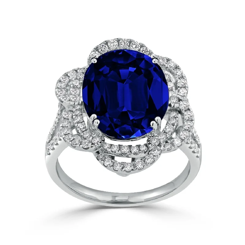 Lapis Lazuli Gemstone Rings in Sterling Silver with a Star - Shaped Setting for a Celestial - Inspired PieceAuriya 18k Gold 8 1/2ct Oval Blue Sapphire Halo Diamond Engagement Ring 3/4ct TDW