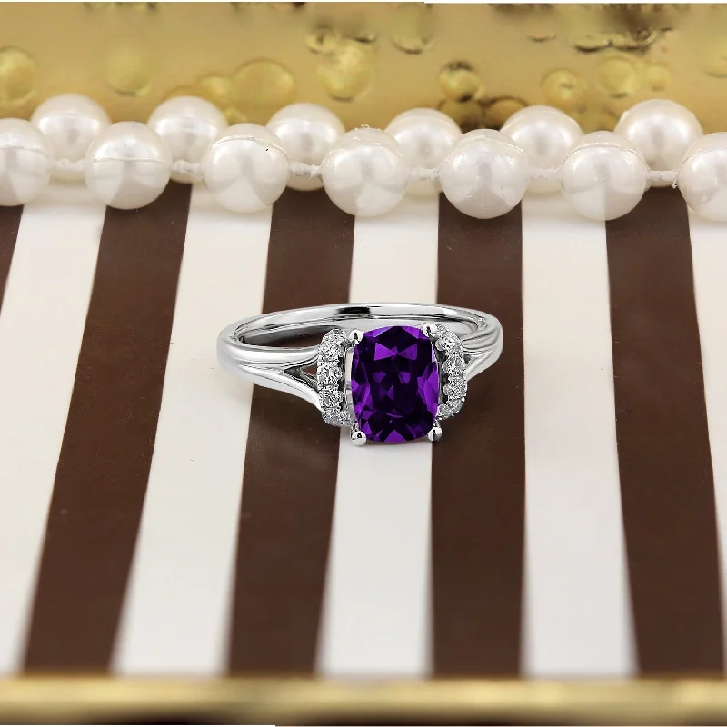 Turquoise Gemstone Rings in 925 Silver with a Southwestern - Inspired Design for a Rustic CharmAuriya 1ct Modern Cushion-cut Purple Amethyst and Diamond Engagement Ring 1/4ctw 14k Gold