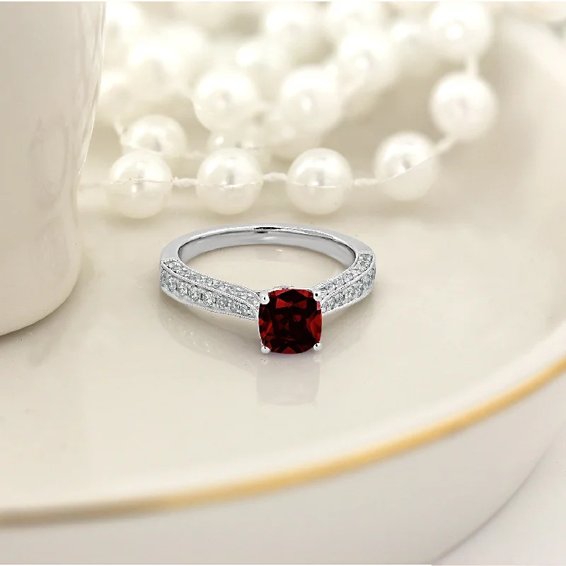 Sapphire Gemstone Rings in 18K White Gold with Diamond Accents for an Elegant EngagementAuriya 1ct Unique Cushion-cut Garnet and Diamond Engagement Ring 3/8ctw 14k Gold