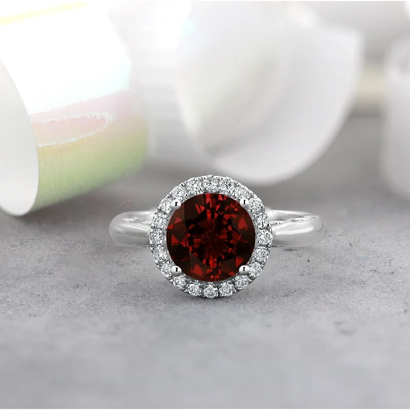 Ruby Gemstone Rings in 14K Yellow Gold with a Solitaire Setting for a Classic and Bold StatementAuriya 2 1/2ct Round Garnet Gemstone and Halo Diamond Engagement Ring 1/4ctw 14k Gold