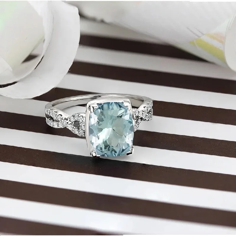 Agate Gemstone Rings in Sterling Silver with a Mosaic - Inspired Inlay for a Bohemian StyleAuriya 2 1/3ct Cushion-cut Aquamarine and Diamond Engagement Ring 1/5ctw 14kt Gold