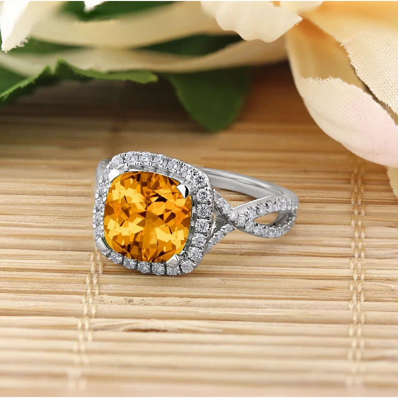 Ruby Gemstone Rings in 14K Yellow Gold with a Solitaire Setting for a Classic and Bold StatementAuriya 3 1/8ct Cushion-cut Citrine and Halo Diamond Engagement Ring 1/2cttw 14k Gold