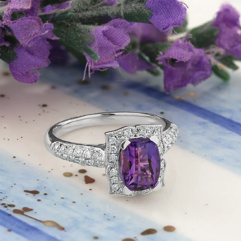 Ruby Gemstone Rings in 14K Yellow Gold with a Solitaire Setting for a Classic and Bold StatementAuriya 3/4ct Fancy Cushion-cut Purple Amethyst Halo Diamond Engagement Ring 1/3ctw 14k Gold