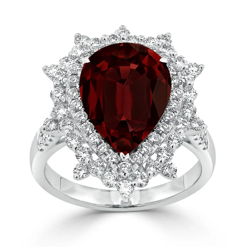 Topaz Gemstone Rings in 10K Gold with a Channel - Set Design for a Contemporary and Durable OptionAuriya 5 7/8ct Pear-cut Red Garnet and Halo Diamond Ring 1 1/4ctw 18K Gold