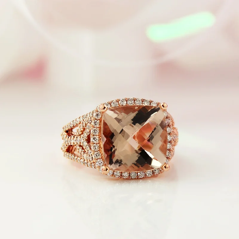 Topaz Gemstone Rings in 10K Gold with a Channel - Set Design for a Contemporary and Durable OptionAuriya 6 1/5ct Cushion-cut Morganite 7/8ctw Halo Diamond Engagement Ring 10K Rose Gold