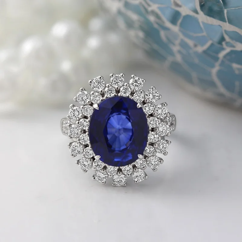 Alexandrite Gemstone Rings in Platinum with a Hidden Halo for a Rare and Luxurious PieceAuriya 7ct Oval-cut Blue Sapphire and 1 3/8ctw Halo Diamond Engagement Ring 18K Gold