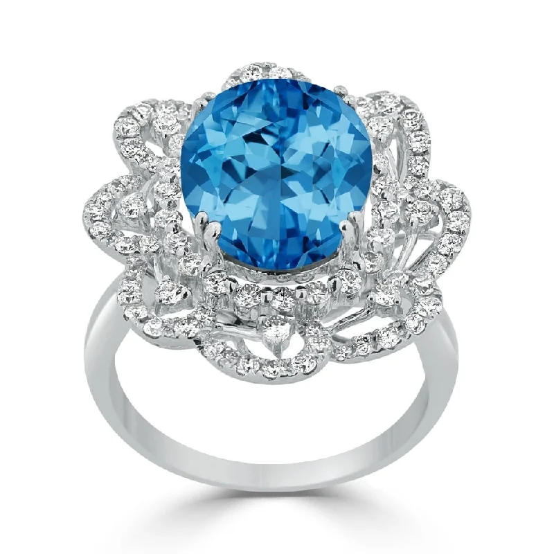 Alexandrite Gemstone Rings in Platinum with a Hidden Halo for a Rare and Luxurious PieceAuriya 8 7/8ct Oval-cut Blue Topaz Halo Diamond Ring 1 1/5ctw 18K Gold