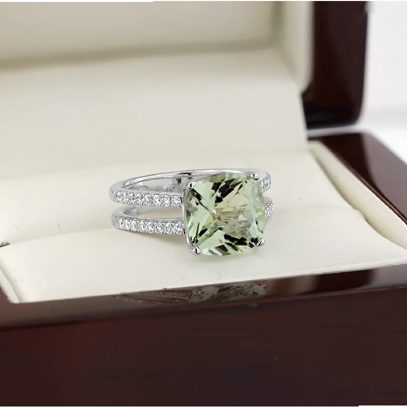 Iolite Gemstone Rings in 10K Gold with a Twisted Band for a Distinctive and Stylish AccessoryAuriya Modern 3ct Cushion-cut Green Amethyst and Diamond Engagement Ring 1/4cttw 14k Gold