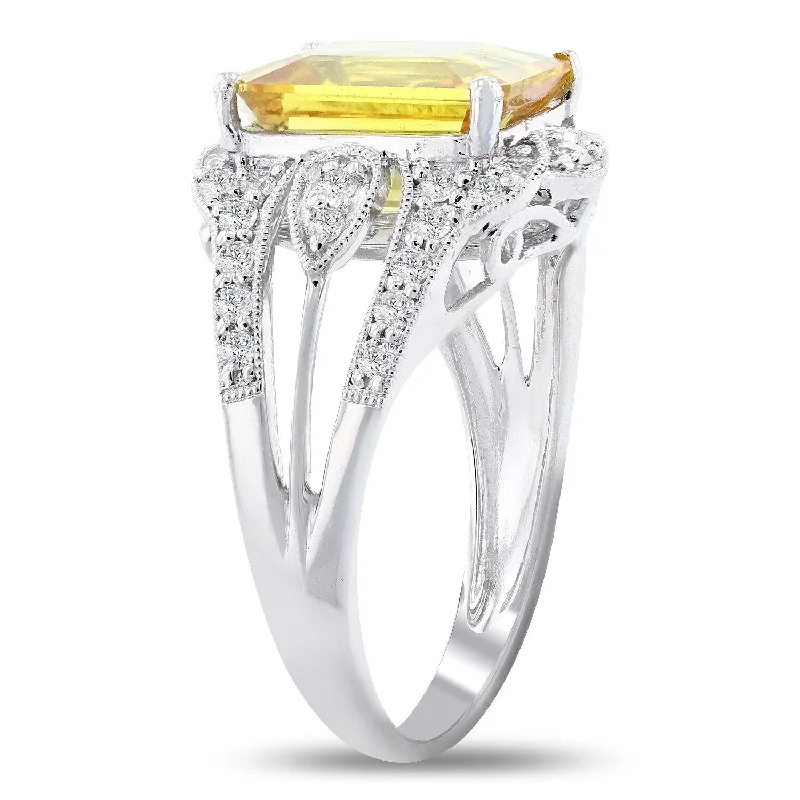 Topaz Gemstone Rings in 10K Gold with a Channel - Set Design for a Contemporary and Durable OptionAuriya Platinum 5 1/3ct Sapphire and 3/8ct TDW Diamond Ring