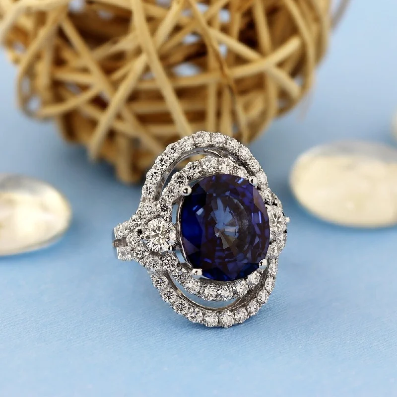 Agate Gemstone Rings in Sterling Silver with a Mosaic - Inspired Inlay for a Bohemian StyleAuriya Unique 10ct Royal Blue Sapphire 3ctw Halo Diamond Engagement Ring 18k Gold