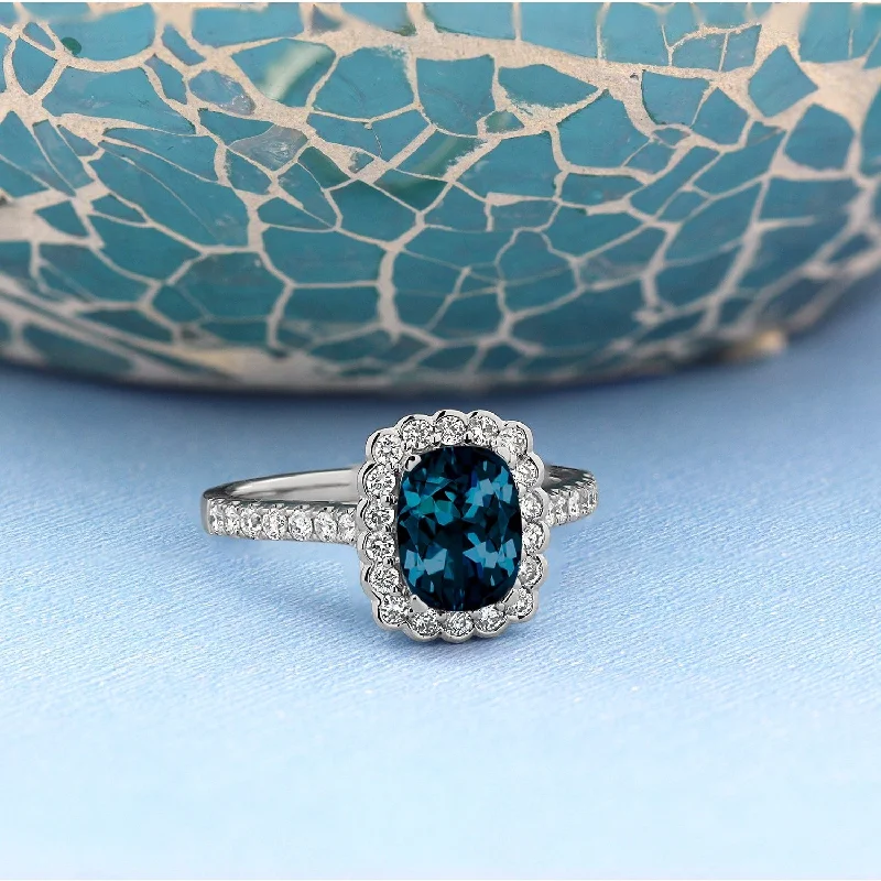 Turquoise Gemstone Rings in 925 Silver with a Southwestern - Inspired Design for a Rustic CharmAuriya Vintage 1 1/3ct Cushion-cut London Blue Topaz Halo Diamond Engagement Ring 1/2ctw 14k Gold