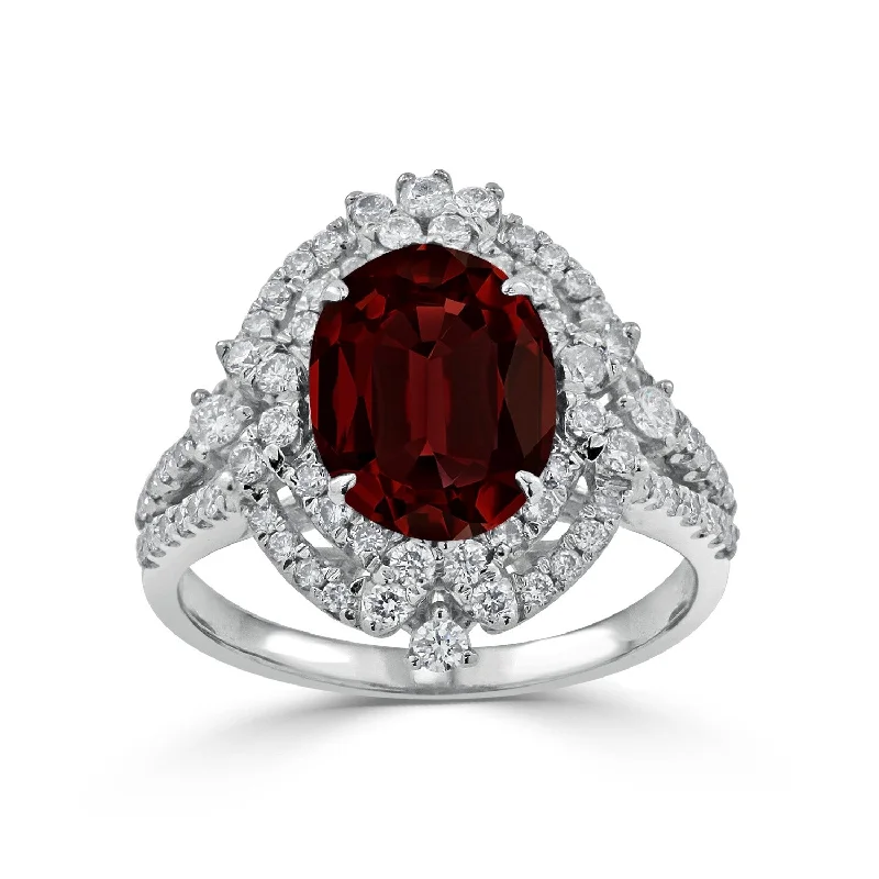 Topaz Gemstone Rings in 10K Gold with a Channel - Set Design for a Contemporary and Durable OptionAuriya Vintage 2 7/8ct Oval Garnet Halo Diamond Ring 3/4ctw 18K Gold