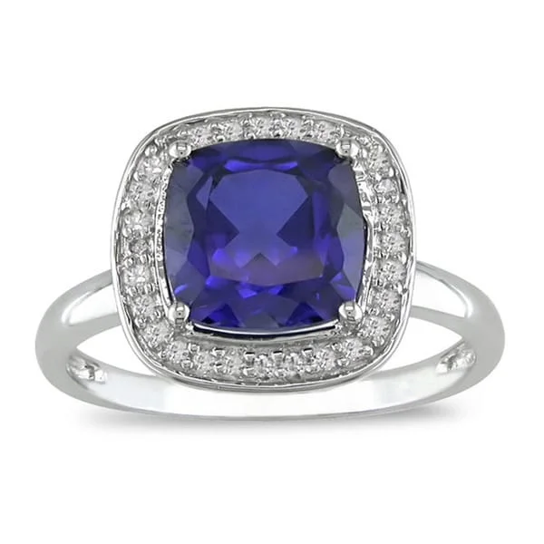 Alexandrite Gemstone Rings in Platinum with a Hidden Halo for a Rare and Luxurious PieceMiadora 10k Gold Created Sapphire and 1/10ct TDW Diamond Ring (I-J, I2-I3)