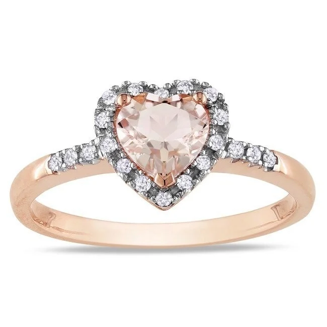 Aquamarine Gemstone Rings in 9K Gold with a Bezel Setting for a Modern and Secure FitMiadora 10k Pink Gold Morganite and 1/10ct TDW Diamond Heart Ring (G-H, I2)