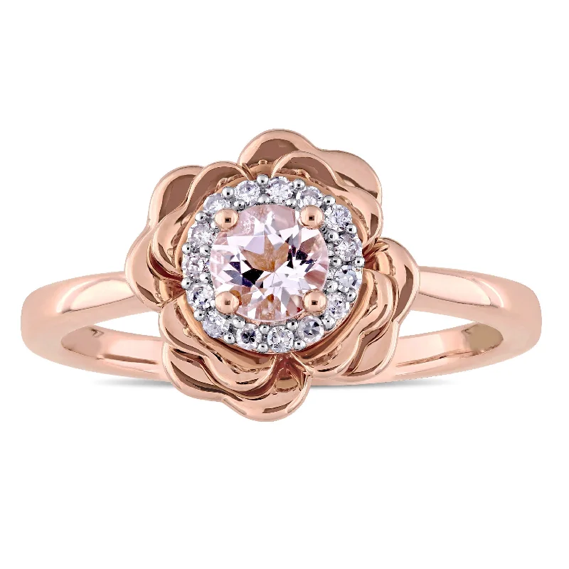 Garnet Gemstone Rings in 18K Gold Vermeil with Intricate Engravings for a Traditional AestheticMiadora 10k Rose Gold Morganite and 1/10ct TDW Diamond Halo Flower Ring (G-H, I2-I3)