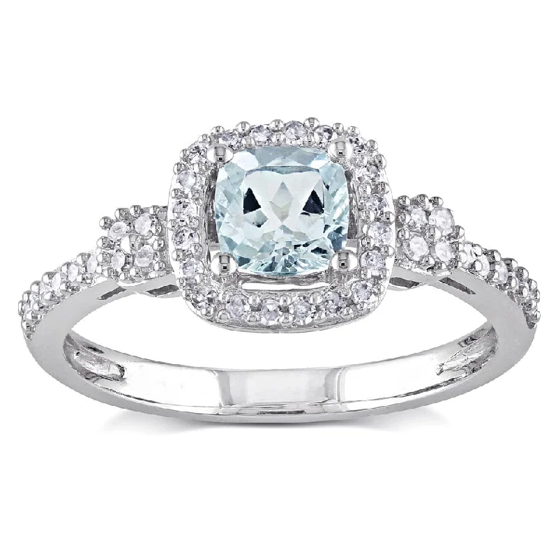 Sapphire Gemstone Rings in 18K White Gold with Diamond Accents for an Elegant EngagementMiadora 10k White Gold Aquamarine and 1/5ct TDW Diamond Ring (G-H, I1-I2) - Blue