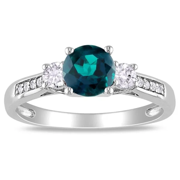 Amethyst Gemstone Rings in Sterling Silver with a Halo of Cubic Zirconia for a Budget - Friendly LuxuryMiadora 10k White Gold Created Emerald and Sapphire Diamond Accent Ring