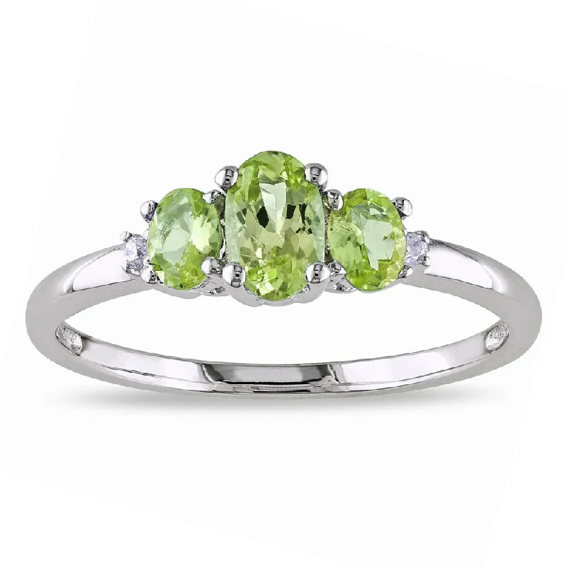 Ruby Gemstone Rings in 14K Yellow Gold with a Solitaire Setting for a Classic and Bold StatementMiadora 10k White Gold Peridot and Diamond 3-stone Ring - Green