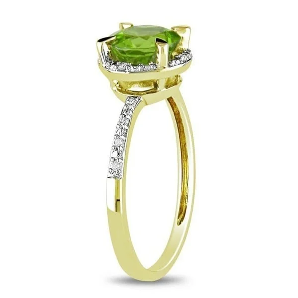 Citrine Gemstone Rings in Stainless Steel with a Stackable Design for a Trendy Everyday WearMiadora 10k Yellow Gold 1-1/2ct TGW Peridot and Diamond Halo Ring - Green