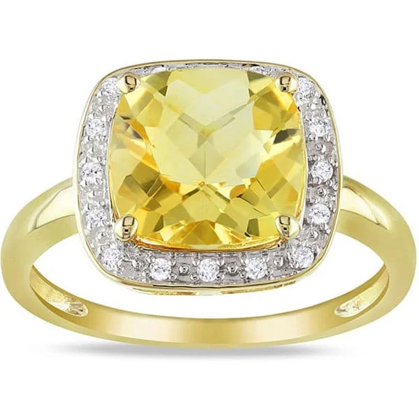 Jasper Gemstone Rings in 18K Gold Vermeil with a Matte Finish for a Subtle and Elegant LookMiadora 10k Yellow Gold Citrine and 1/10ct TDW Diamond Ring (G-H, I2-3)