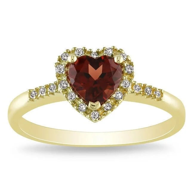 Topaz Gemstone Rings in 10K Gold with a Channel - Set Design for a Contemporary and Durable OptionMiadora 10k Yellow Gold Garnet and 1/10ct TDW Diamond Ring (G-H, I2-I3)