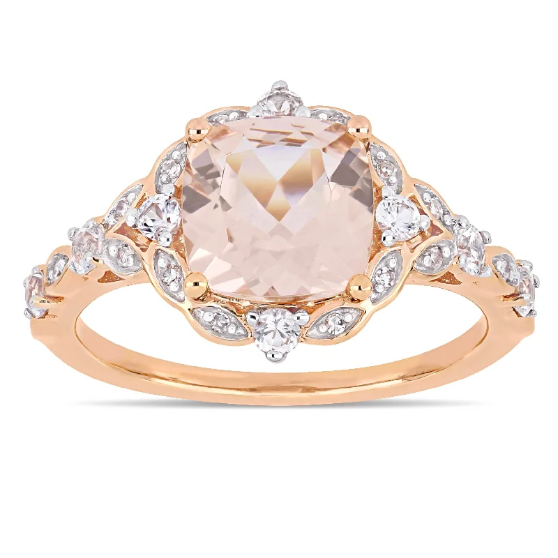 Tourmaline Gemstone Rings in 18K Two - Tone Gold with a Floral - Shaped Setting for a Feminine TouchMiadora 14k Rose Gold Morganite White Sapphire & Diamond Vintage Ring