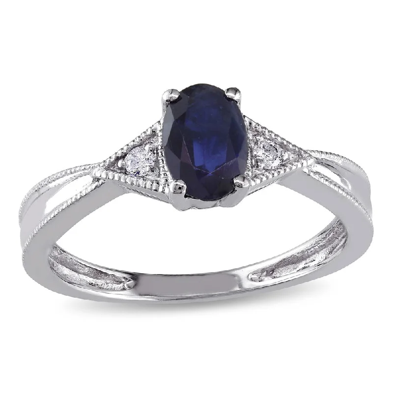 Lapis Lazuli Gemstone Rings in Sterling Silver with a Star - Shaped Setting for a Celestial - Inspired PieceMiadora 14k White Gold Diamond and Blue Sapphire Ring