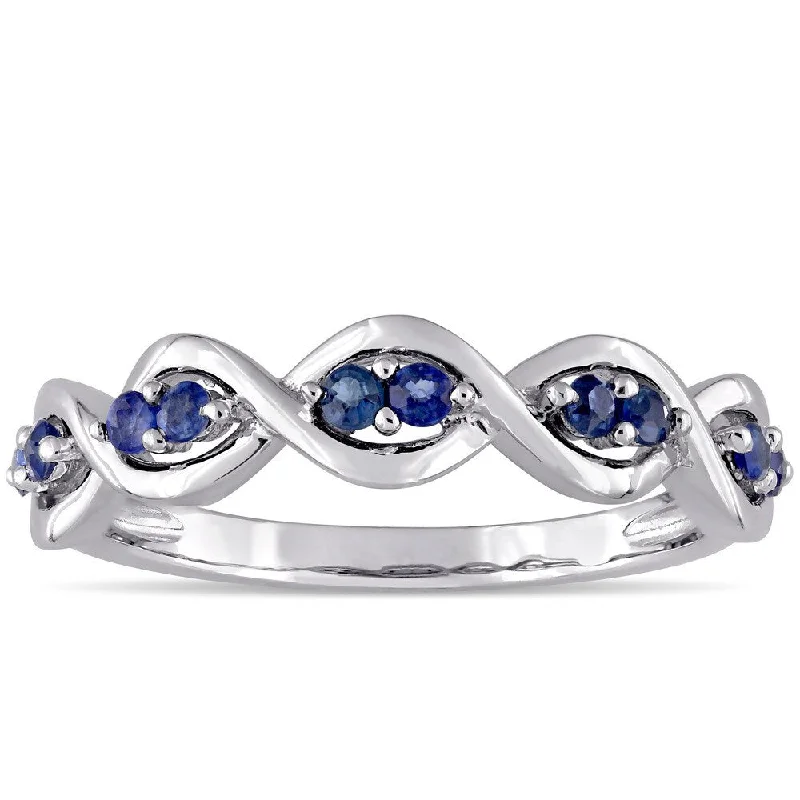 Tourmaline Gemstone Rings in 18K Two - Tone Gold with a Floral - Shaped Setting for a Feminine TouchMiadora 14k White Gold Sapphire Studded Infinity Promise Ring - Blue