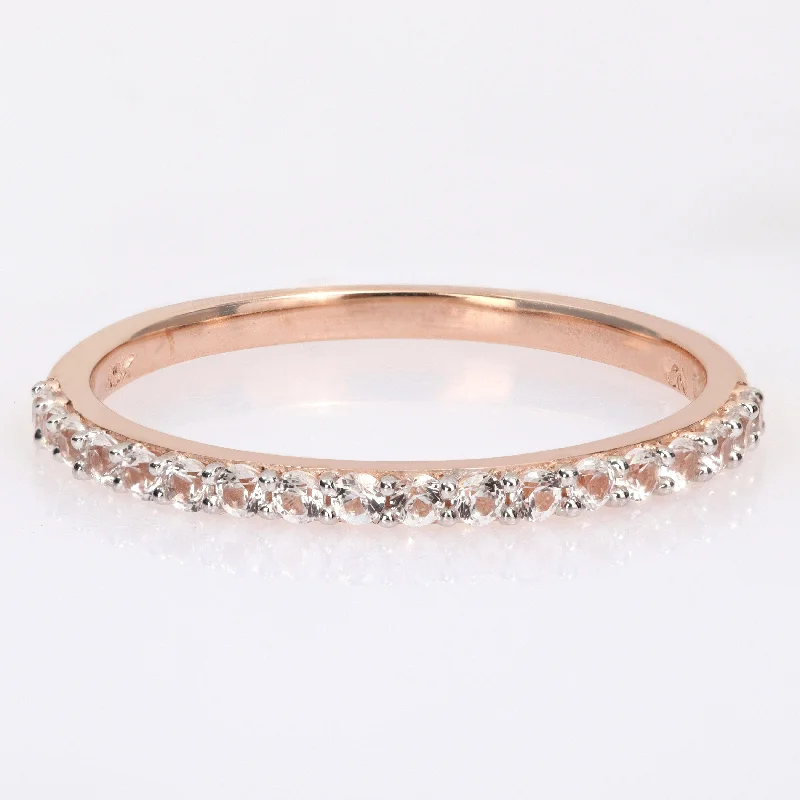 Opal Gemstone Rings in Rose Gold with a Milgrain Edge for a Feminine and Romantic StyleMiadora Created White Sapphire Stackable Anniversary Wedding Band in 10k Rose Gold