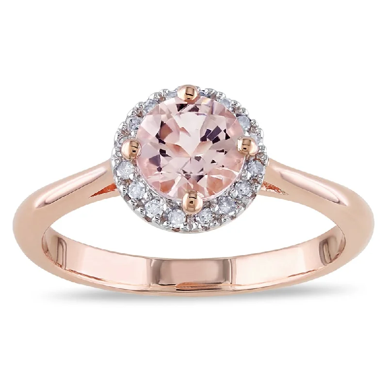 Agate Gemstone Rings in Sterling Silver with a Mosaic - Inspired Inlay for a Bohemian StyleMiadora Rose Goldplated Silver Morganite and 1/10ct TDW Diamond Ring (I-J, I3)