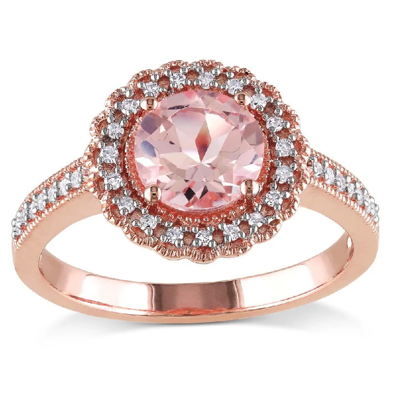 Opal Gemstone Rings in Rose Gold with a Milgrain Edge for a Feminine and Romantic StyleMiadora Rose Goldplated Silver Morganite and 1/6ct TDW Diamond Ring (H-I, I2-I3)