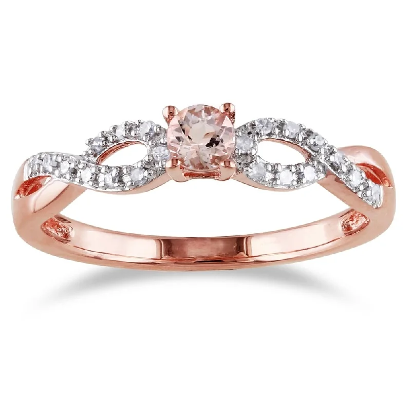 Jasper Gemstone Rings in 18K Gold Vermeil with a Matte Finish for a Subtle and Elegant LookMiadora Rose-plated Silver Morganite and 1/10ct TDW Diamond Ring (H-I, I2-I3)