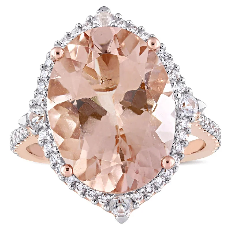 Emerald Gemstone Rings Set in Platinum with Filigree Work for a Vintage - Inspired LookMiadora Signature Collection 14k Rose Gold Morganite White Sapphire and 3/8ct TDW Diamond Halo Cockt - Pink