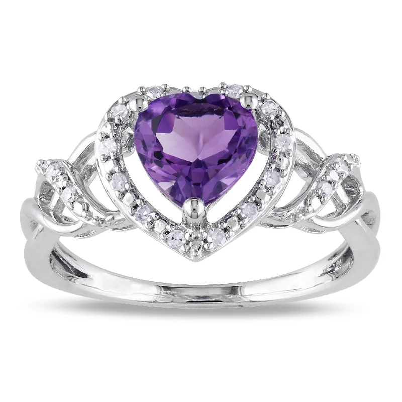 Aquamarine Gemstone Rings in 9K Gold with a Bezel Setting for a Modern and Secure FitMiadora Sterling Silver Amethyst and 1/10ct TDW Diamond Heart Ring (H-I, I2-I3)