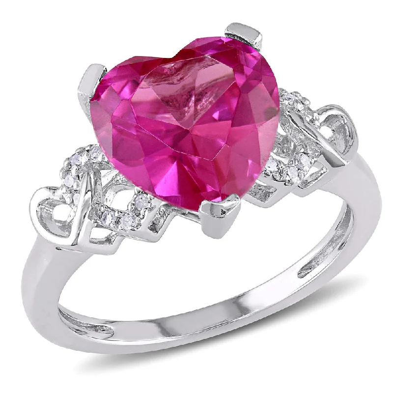 Iolite Gemstone Rings in 10K Gold with a Twisted Band for a Distinctive and Stylish AccessoryMiadora Sterling Silver Created Pink Sapphire and Diamond Accent Heart Ring