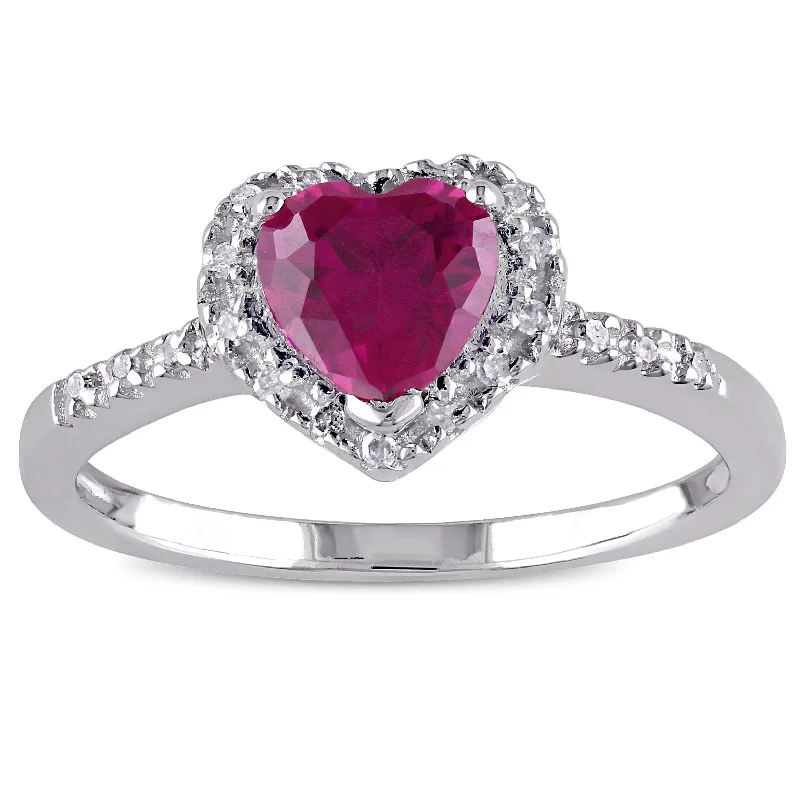 Ruby Gemstone Rings in 14K Yellow Gold with a Solitaire Setting for a Classic and Bold StatementMiadora Sterling Silver Created Ruby and 1/10ct TDW Diamond Ring (J-K, I3)